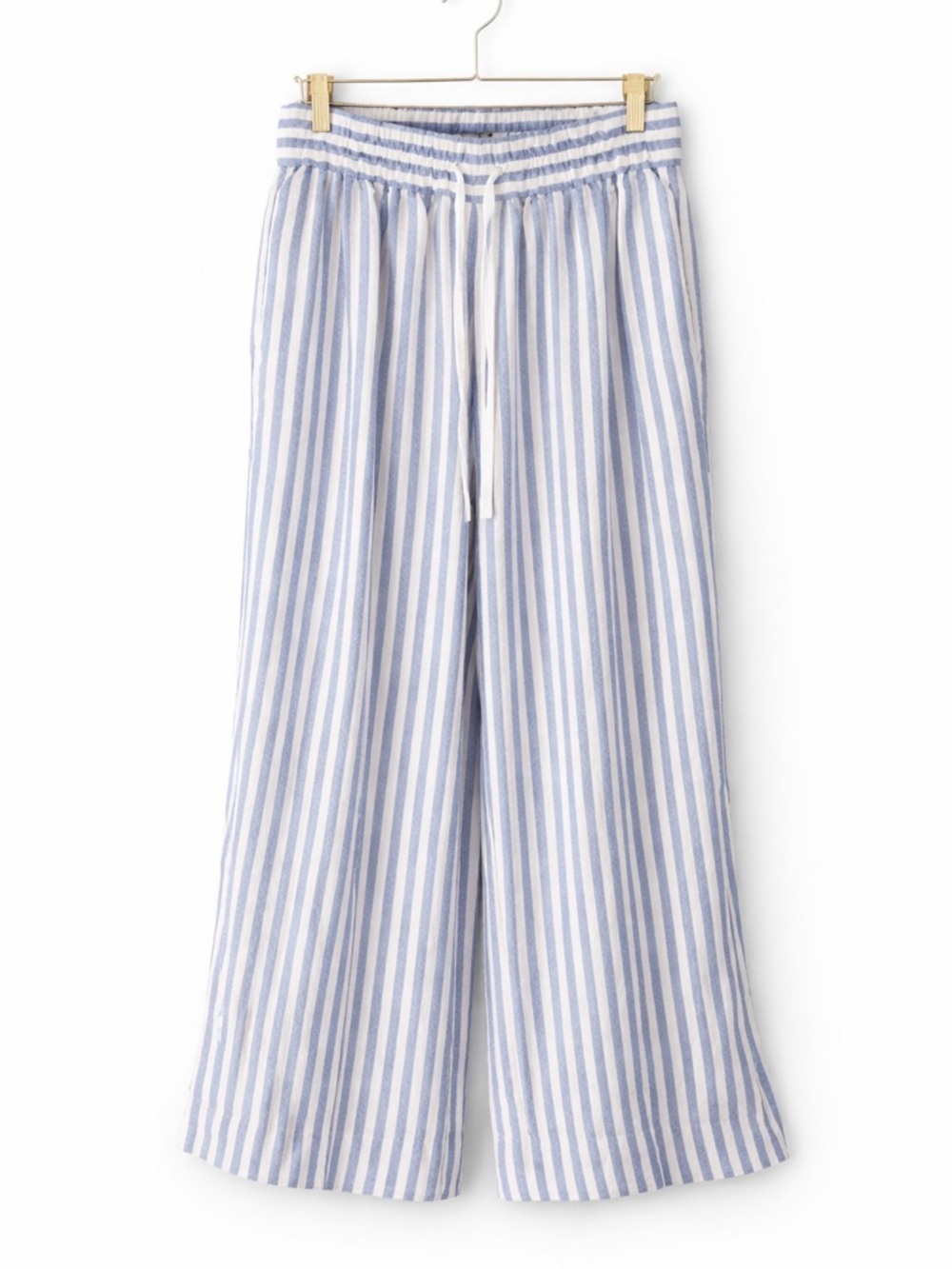 J.Crew Blue White Stripe Linen Wide Leg Pants XS Coastal Summer